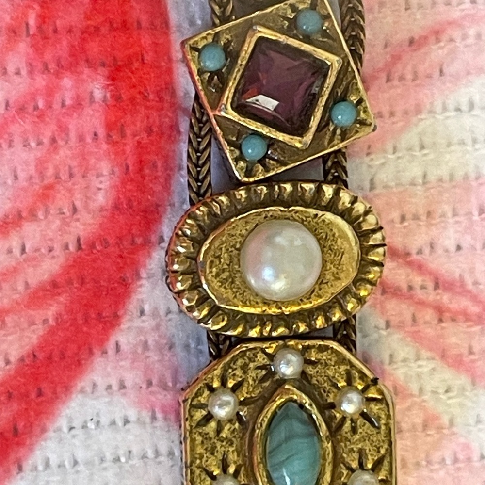 Victorian Slide Bracelet Reproduction 14 Charms 7.25”